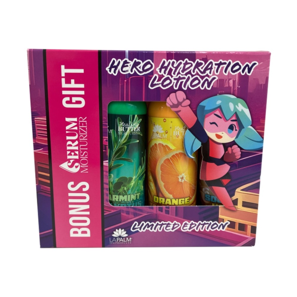 LAPALM HOLIDAY LOTION GIFT PACK 4.3OZ ( SET OF 4 BOTTLES )-HERO HYDRATION LOTION